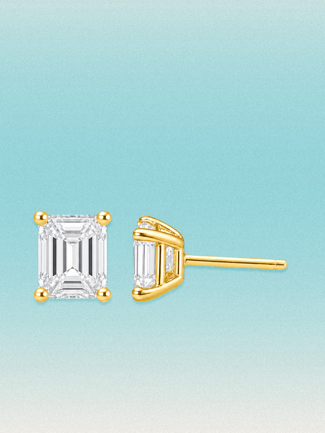 Emerald Cut Lab Diamond Grown Diamond Stud Earrings