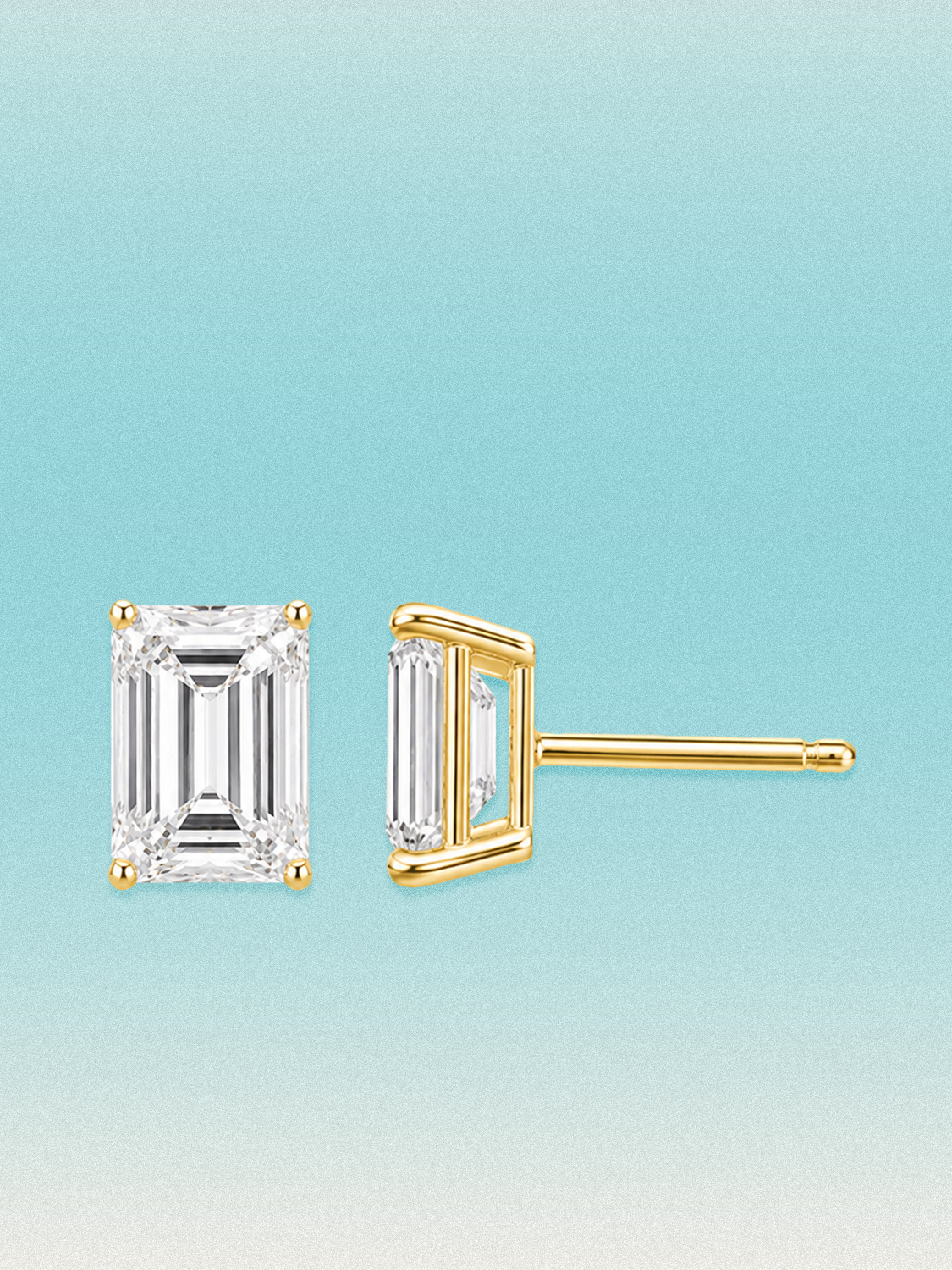Emerald Cut Lab Grown Diamond Stud Earrings
