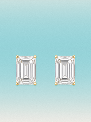Emerald Cut Lab Grown Diamond Stud Earrings