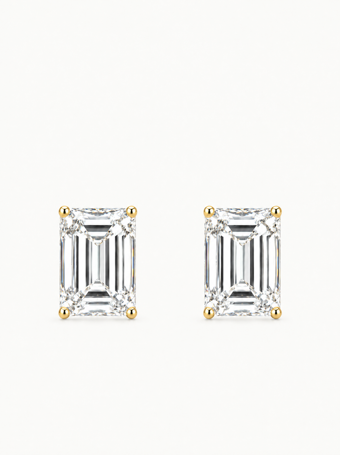 Emerald Cut Lab Grown Diamond Stud Earrings