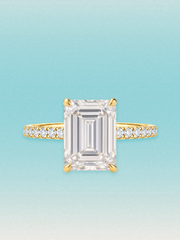 Emerald Cut Solitaire Hidden Halo Lab Grown Diamond Engagement Ring