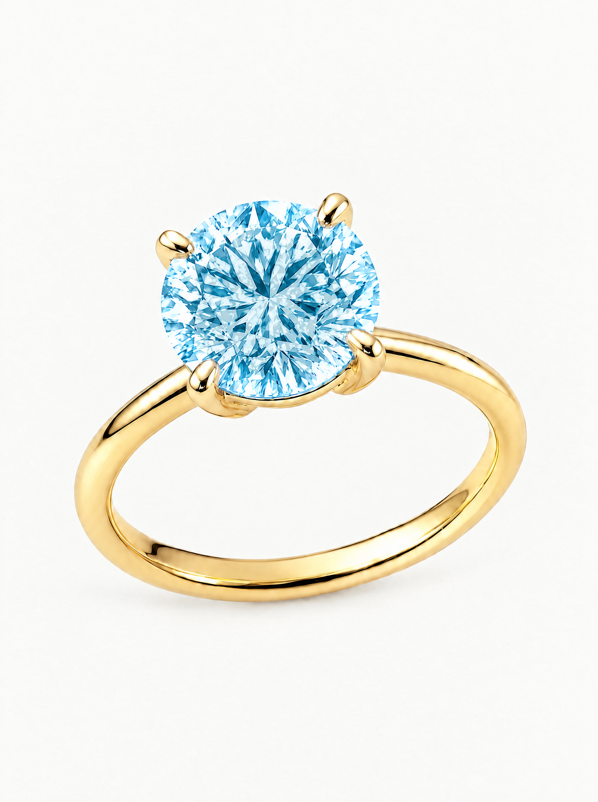 Fancy Blue Round Cut 4-Prong Solitaire Lab-Grown Diamond Engagement Ring in 14K yellow gold — Bow Tie Lab Diamonds