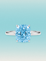 Fancy Blue Cushion Cut Solitaire Lab Grown Diamond Engagement Ring