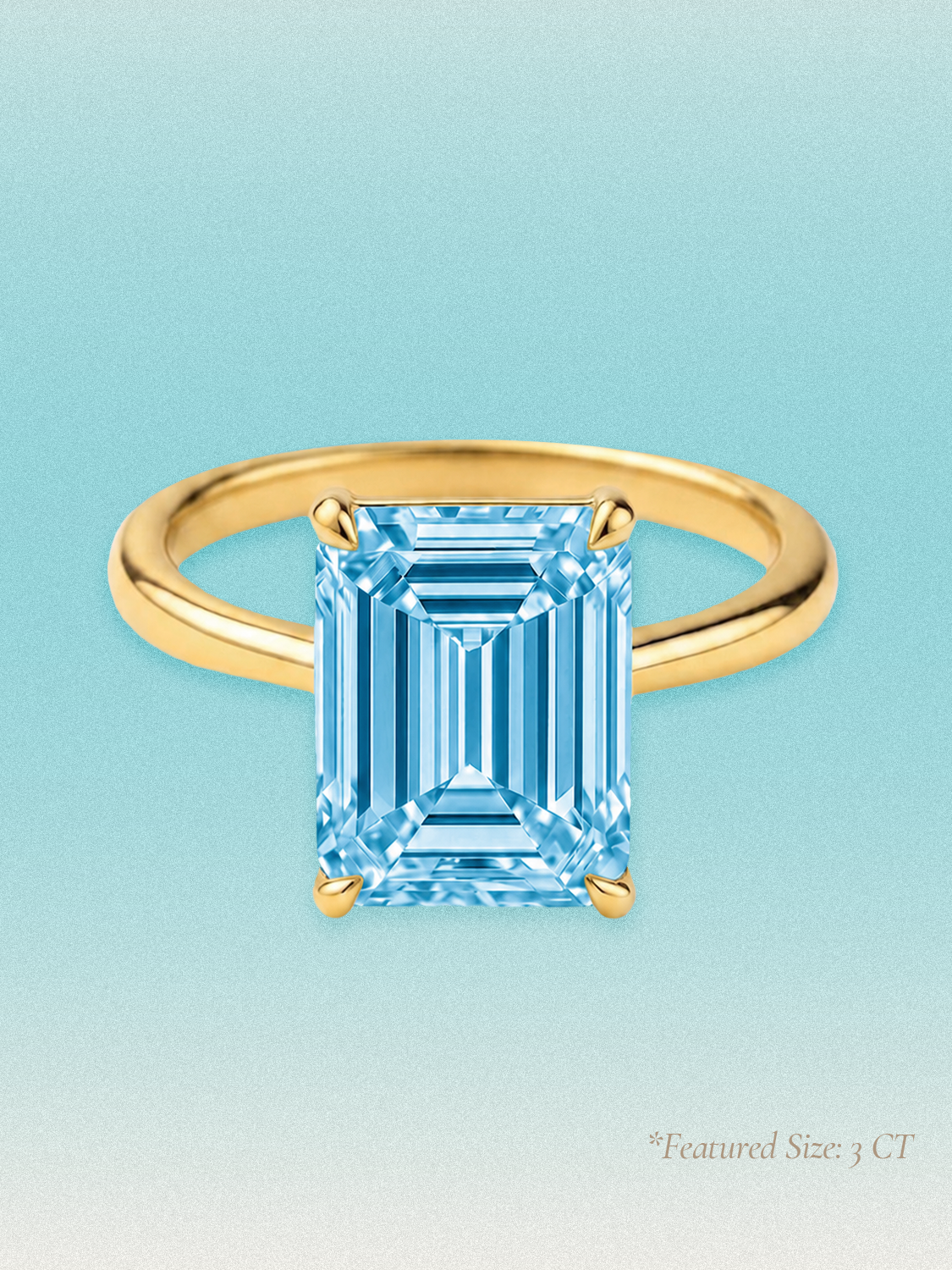 Fancy Blue Emerald Cut Solitaire Lab Grown Diamond Engagement Ring