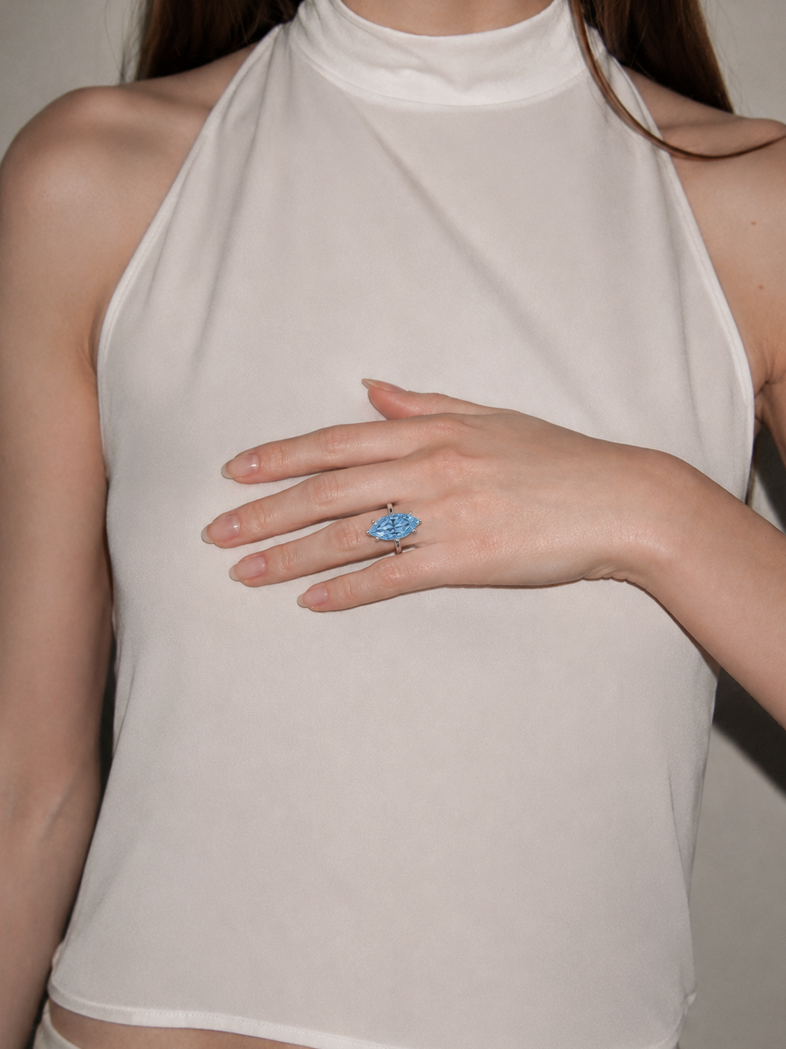 Fancy Blue Marquise Cut Solitaire Lab Grown Diamond Engagement Ring