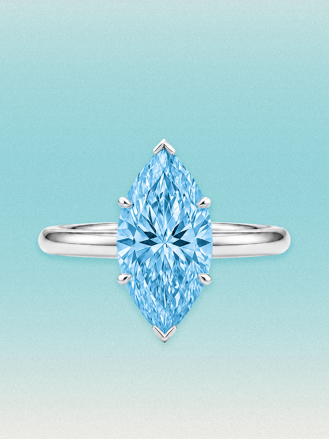 Fancy Blue Marquise Cut Solitaire Lab Grown Diamond Engagement Ring