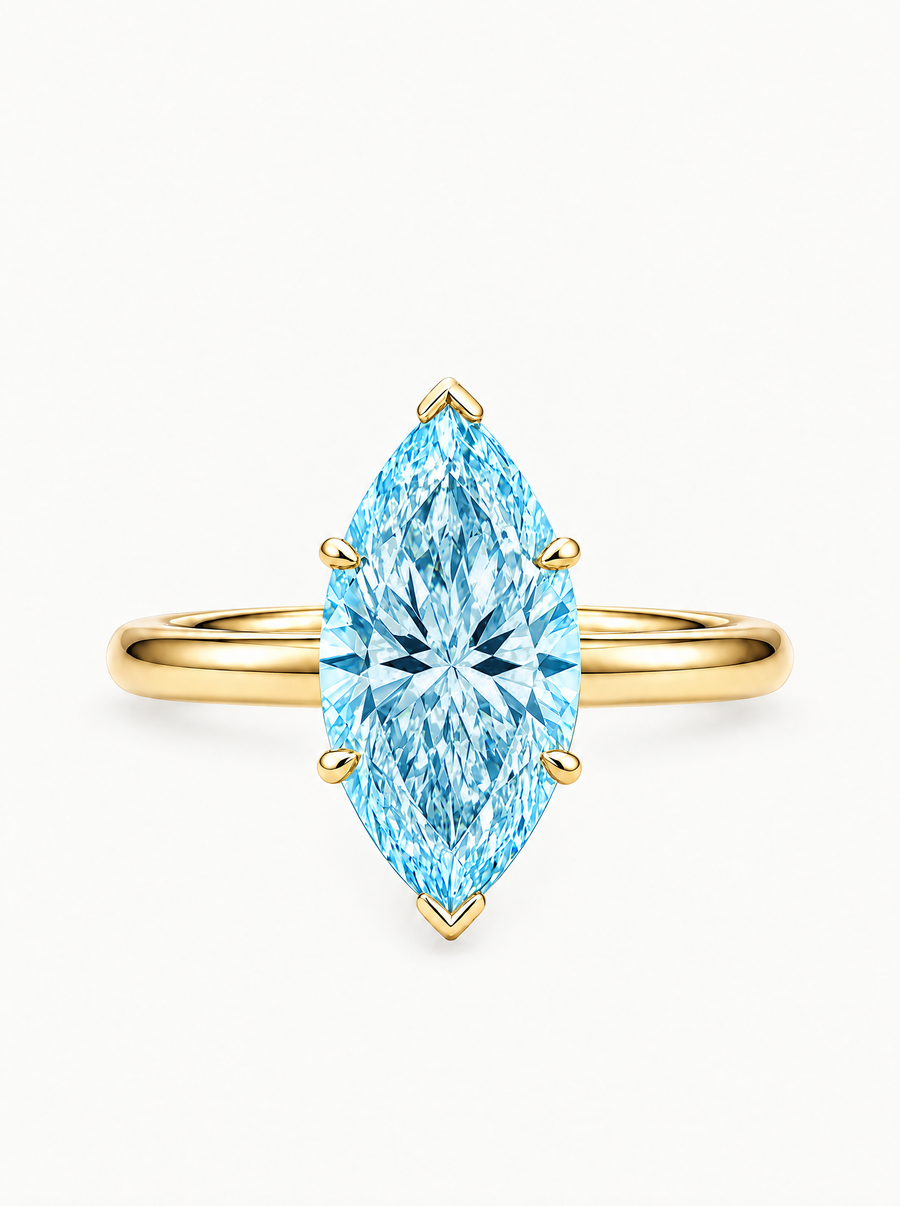 Fancy Blue Marquise Cut Solitaire Lab Grown Diamond Engagement Ring