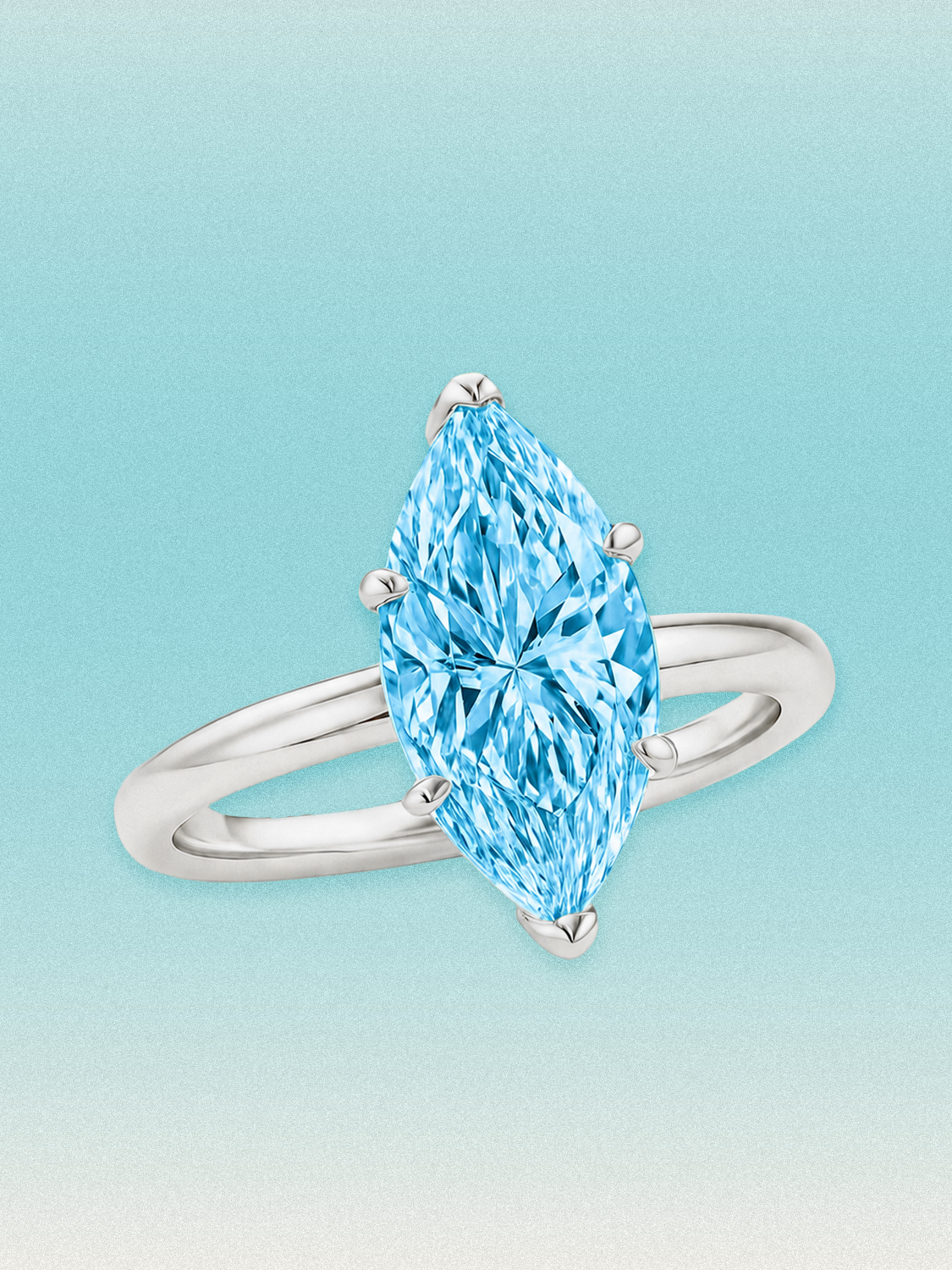 Fancy Blue Marquise Cut Solitaire Lab Grown Diamond Engagement Ring