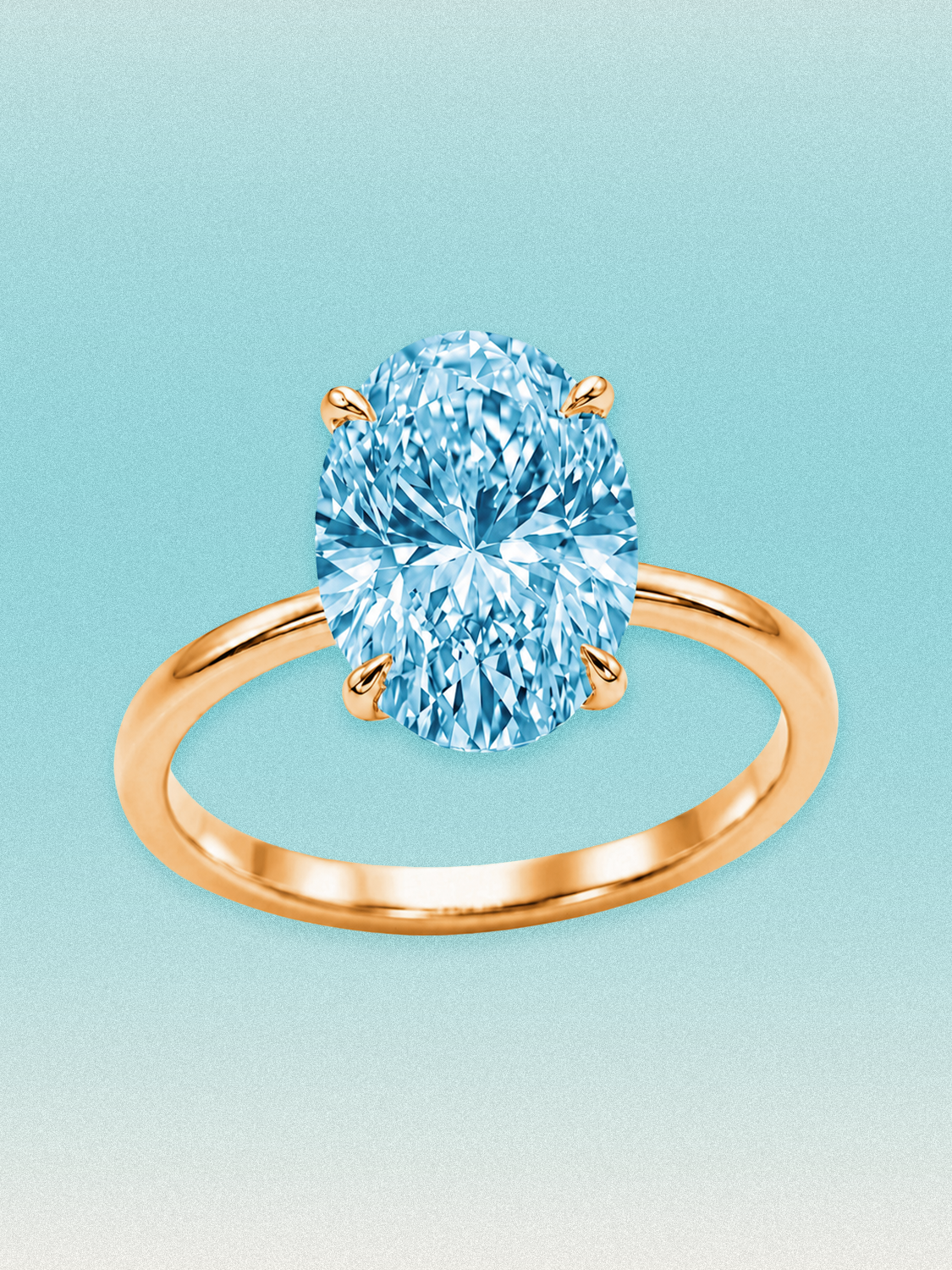 Fancy Blue Oval Cut Solitaire Lab Grown Diamond Engagement Ring
