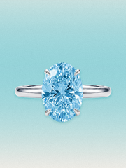Fancy Blue Oval Cut Solitaire Lab Grown Diamond Engagement Ring
