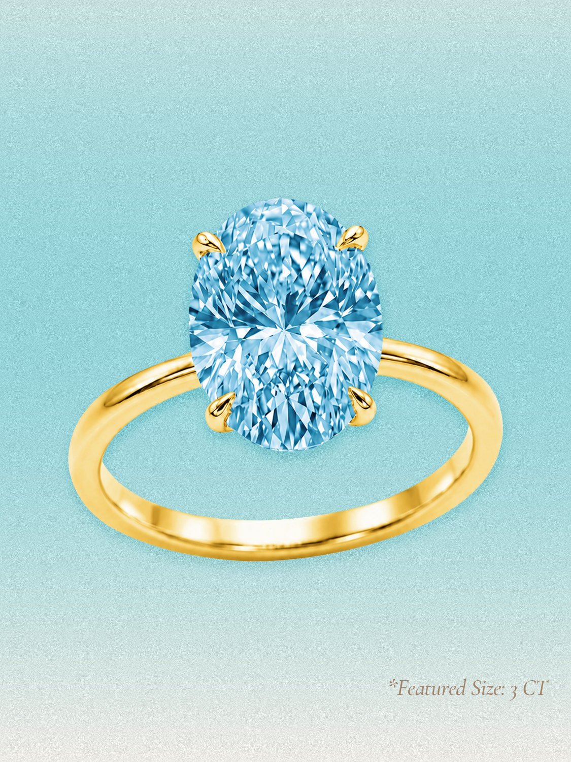 Fancy Blue Oval Cut Solitaire Lab Grown Diamond Engagement Ring