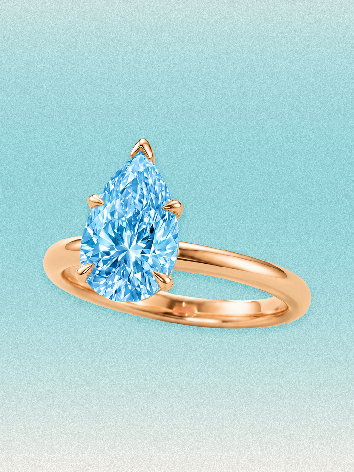 Fancy Blue Pear Cut Solitaire Lab Grown Diamond Engagement Ring
