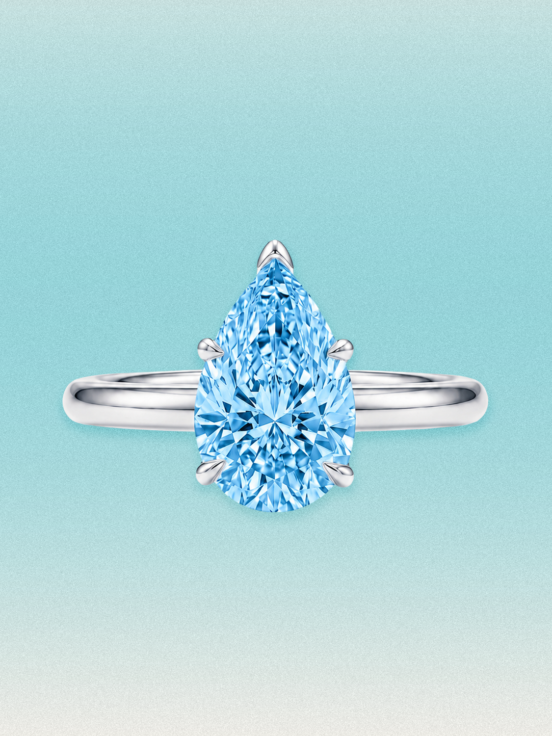 Fancy Blue Pear Cut Solitaire Lab Grown Diamond Engagement Ring