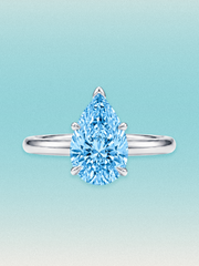 Fancy Blue Pear Cut Solitaire Lab Grown Diamond Engagement Ring