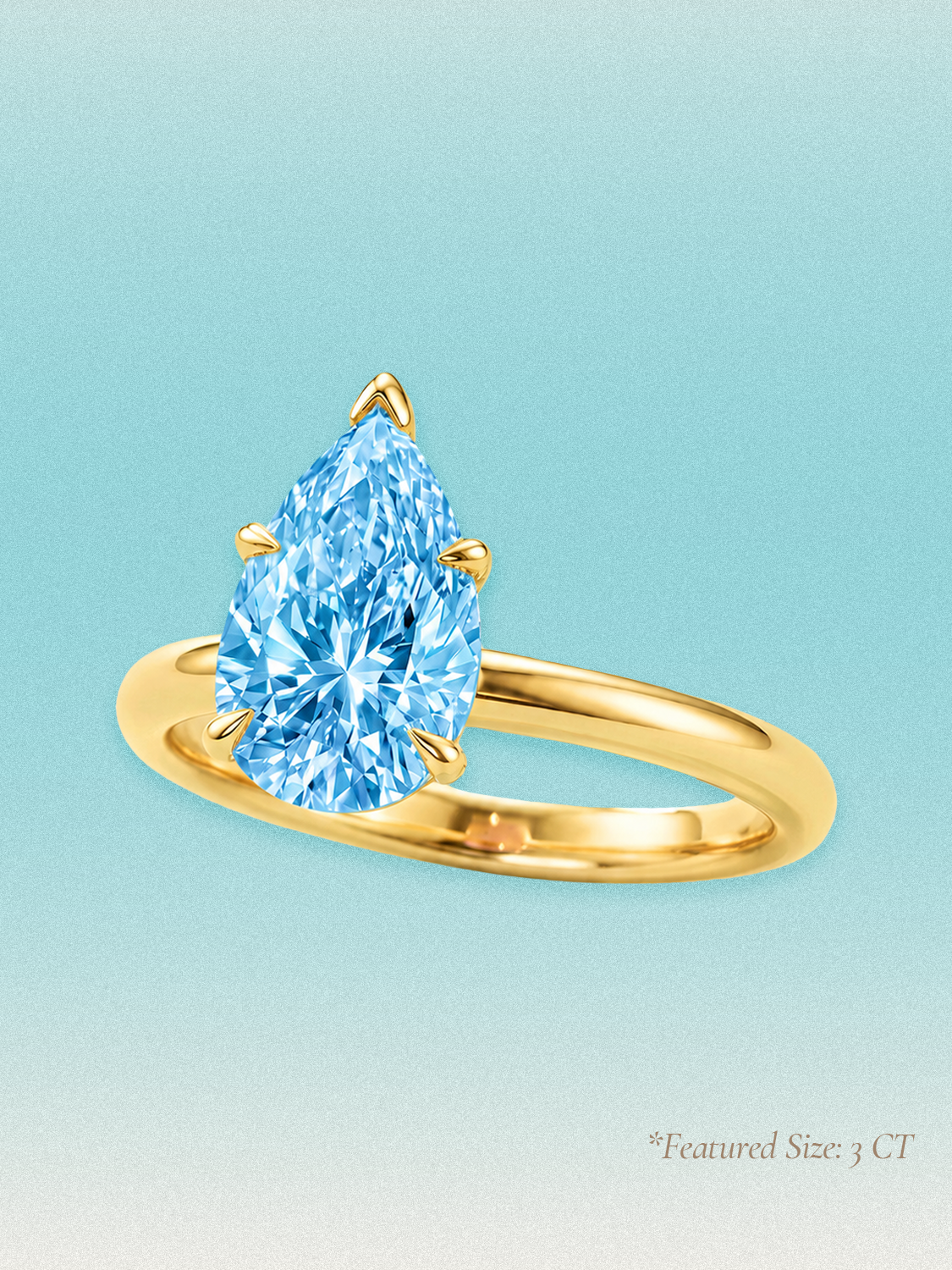Fancy Blue Pear Cut Solitaire Lab Grown Diamond Engagement Ring