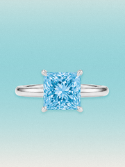 Fancy Blue Princess Cut Solitaire Lab Grown Diamond Engagement Ring