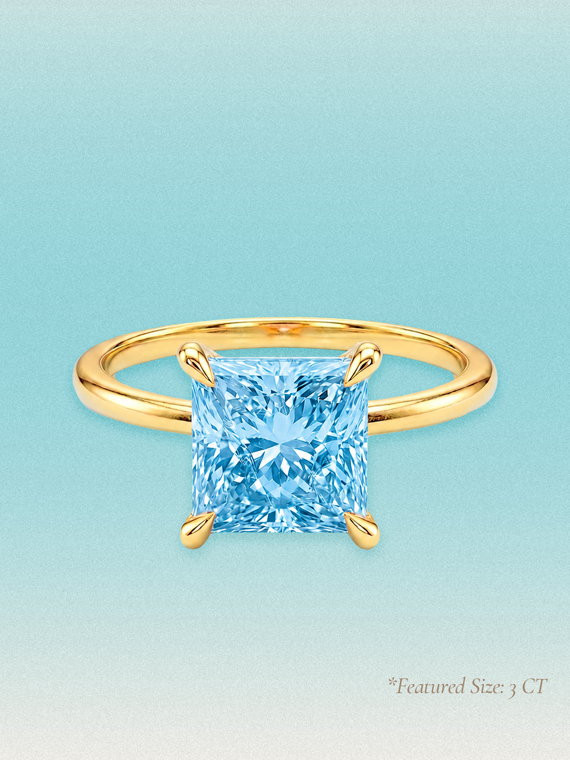 Fancy Blue Princess Cut Solitaire Lab Grown Diamond Engagement Ring