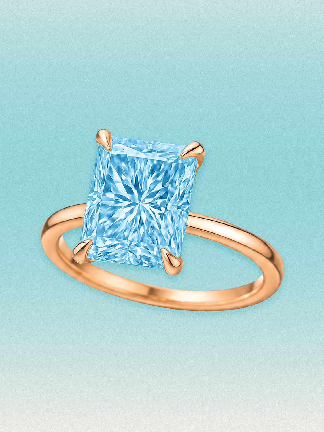 Fancy Blue Radiant Cut Solitaire Lab Grown Diamond Engagement Ring