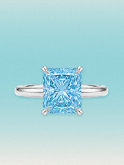 Fancy Blue Radiant Cut Solitaire Lab Grown Diamond Engagement Ring