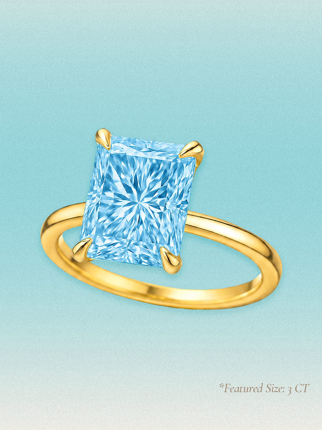 Fancy Blue Radiant Cut Solitaire Lab Grown Diamond Engagement Ring