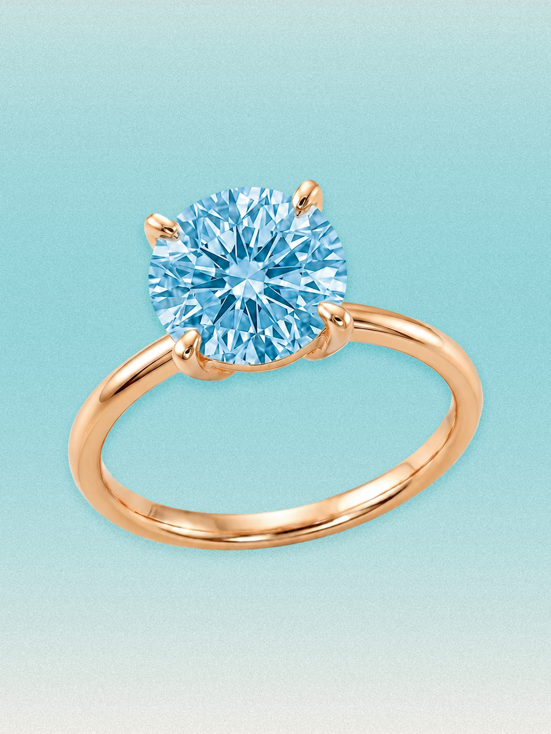 Fancy Blue Round Cut 4-Prong Solitaire Lab Grown Diamond Engagement Ring