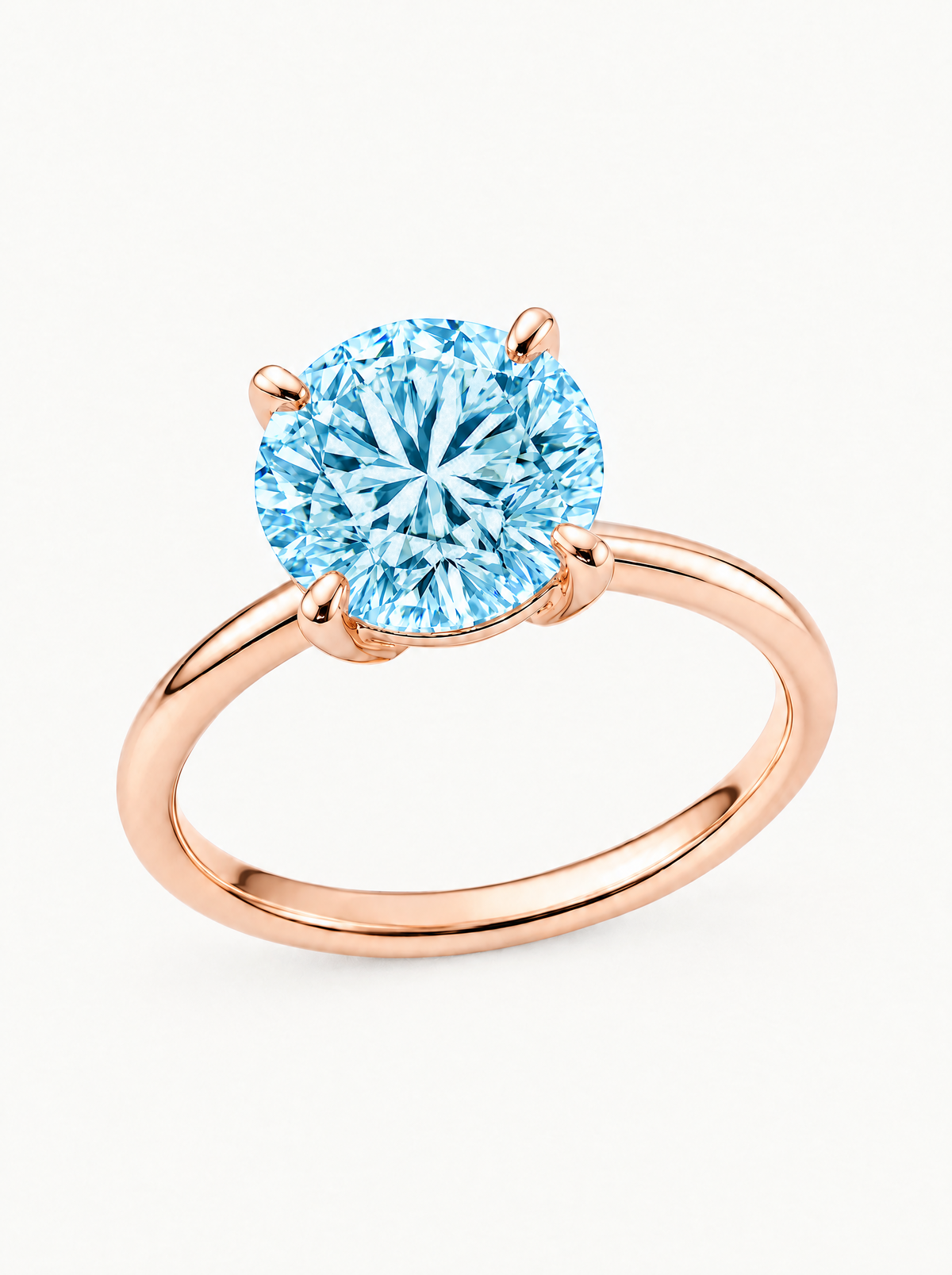 Fancy Blue Round Cut 4-Prong Solitaire Lab-Grown Diamond Engagement Ring in 14K rose gold — Bow Tie Lab Diamonds
