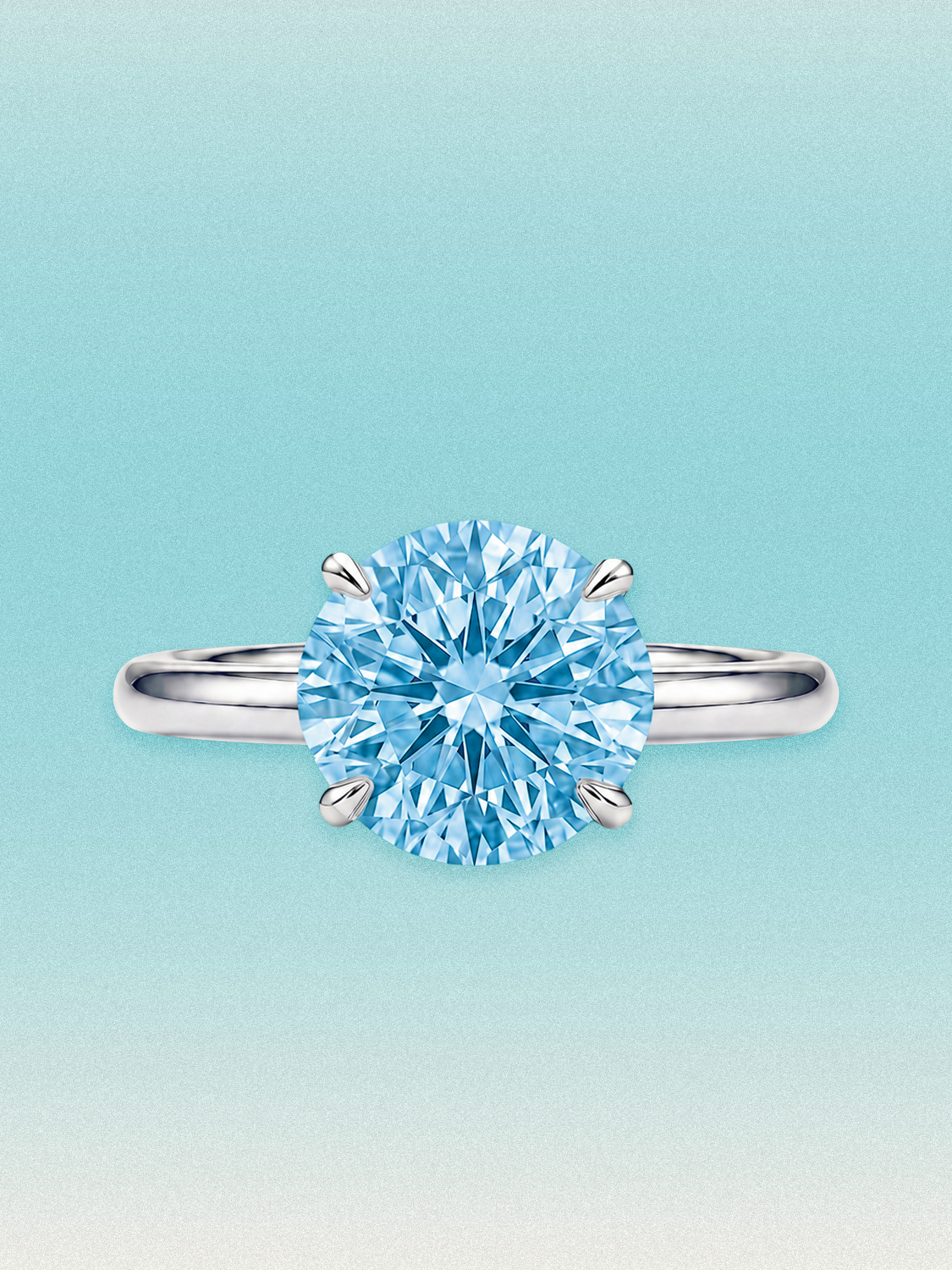 Fancy Blue Round Cut 4-Prong Solitaire Lab Grown Diamond Engagement Ring