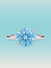 Fancy Blue Round Cut 4-Prong Solitaire Lab Grown Diamond Engagement Ring