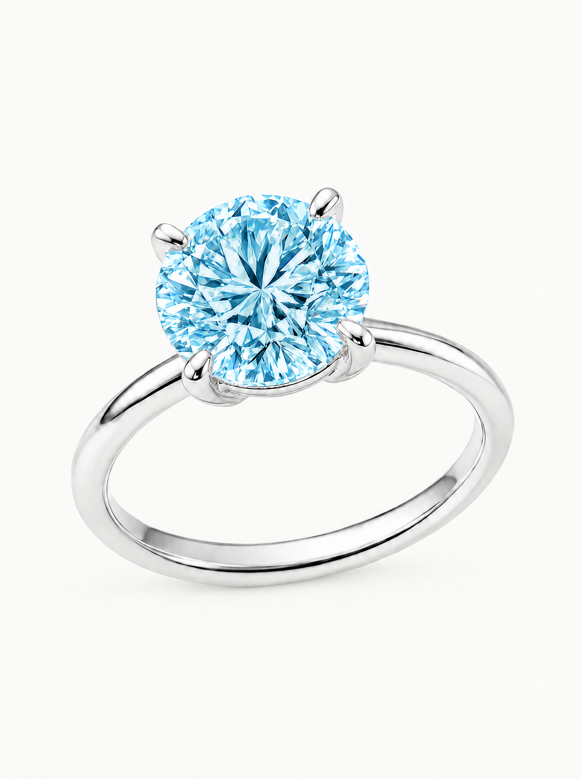 Fancy Blue Round Cut 4-Prong Solitaire Lab-Grown Diamond Engagement Ring in 14K white gold — Bow Tie Lab Diamonds