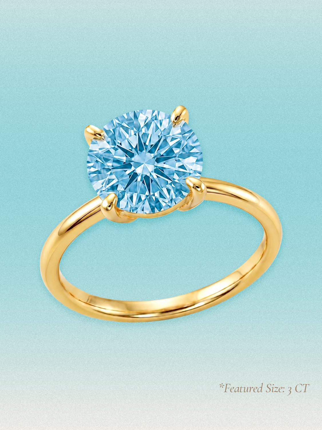 Fancy Blue Round Cut 4-Prong Solitaire Lab Grown Diamond Engagement Ring