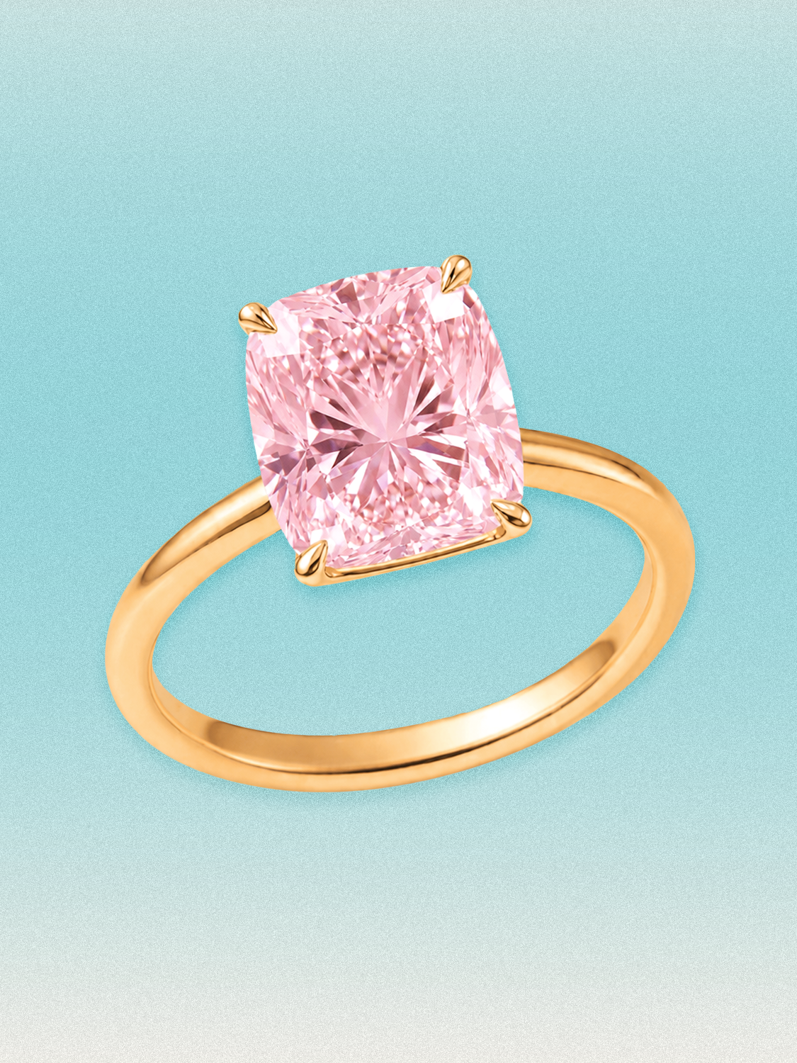 Fancy Pink Cushion Cut Solitaire Lab Grown Diamond Engagement Ring