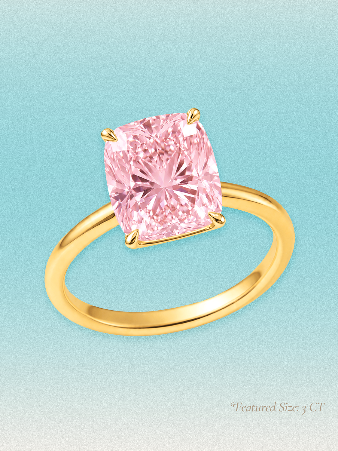 Fancy Pink Cushion Cut Solitaire Lab Grown Diamond Engagement Ring