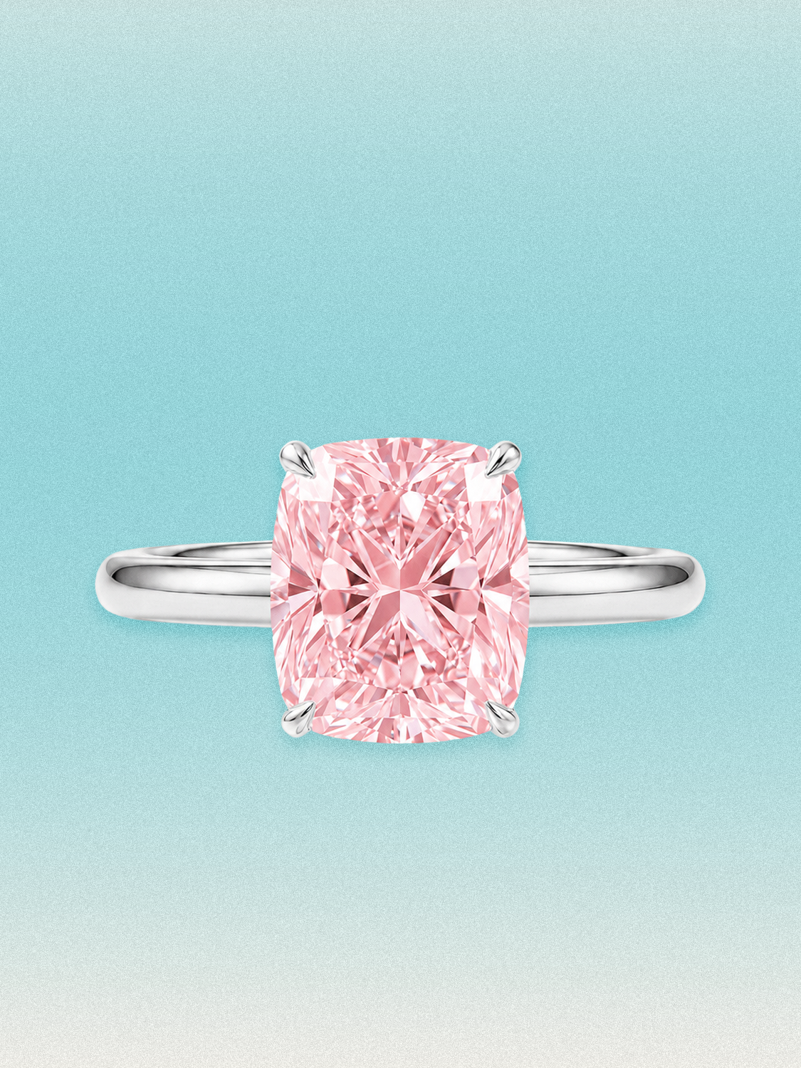 Fancy Pink Cushion Cut Solitaire Lab Grown Diamond Engagement Ring