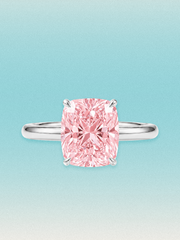 Fancy Pink Cushion Cut Solitaire Lab Grown Diamond Engagement Ring