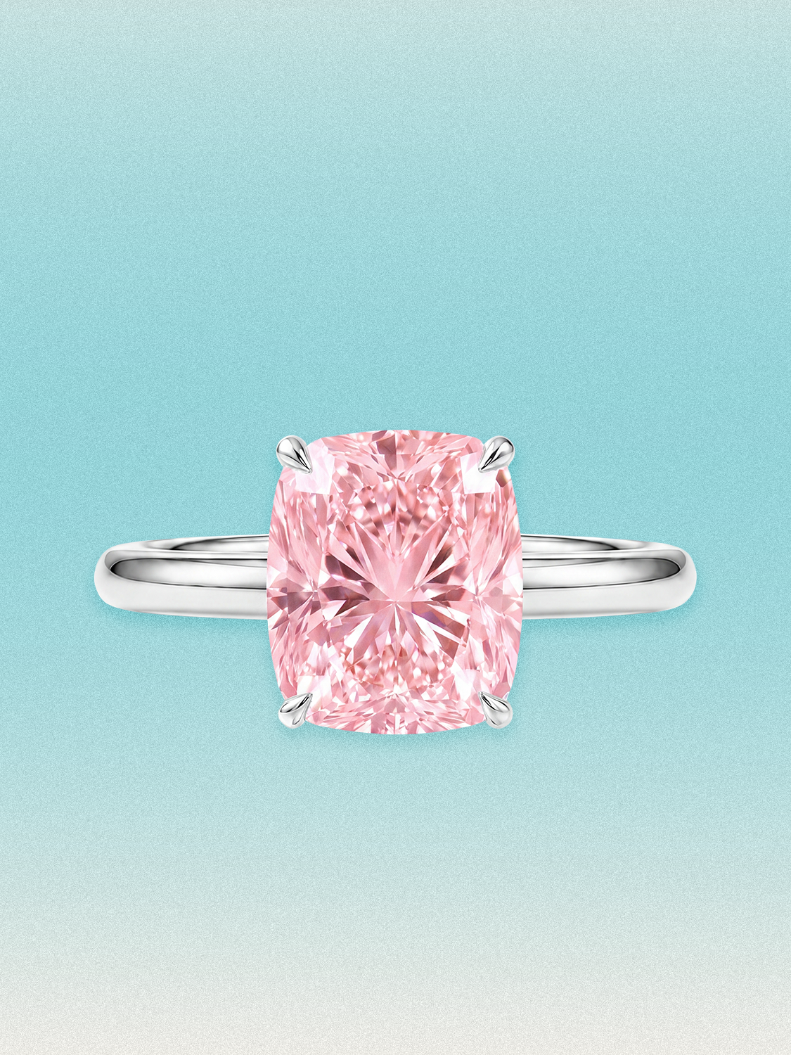 Fancy Pink Cushion Cut Solitaire Lab Grown Diamond Engagement Ring