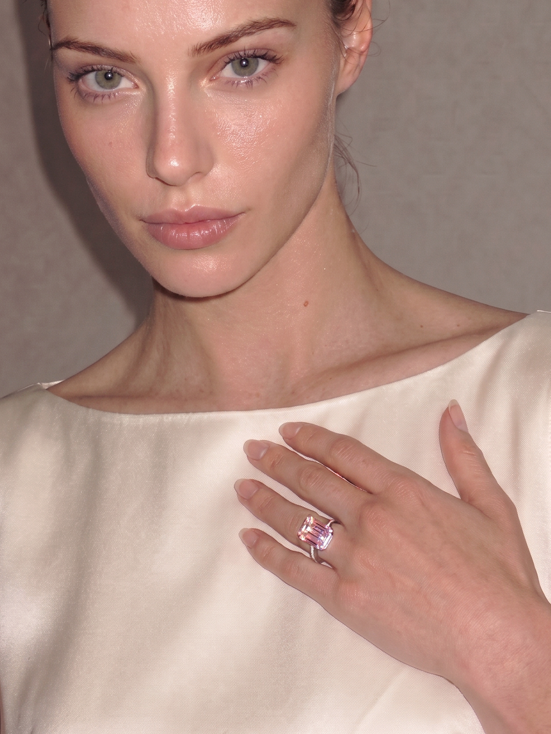 Fancy Pink Emerald Cut Solitaire Lab Grown Diamond Engagement Ring