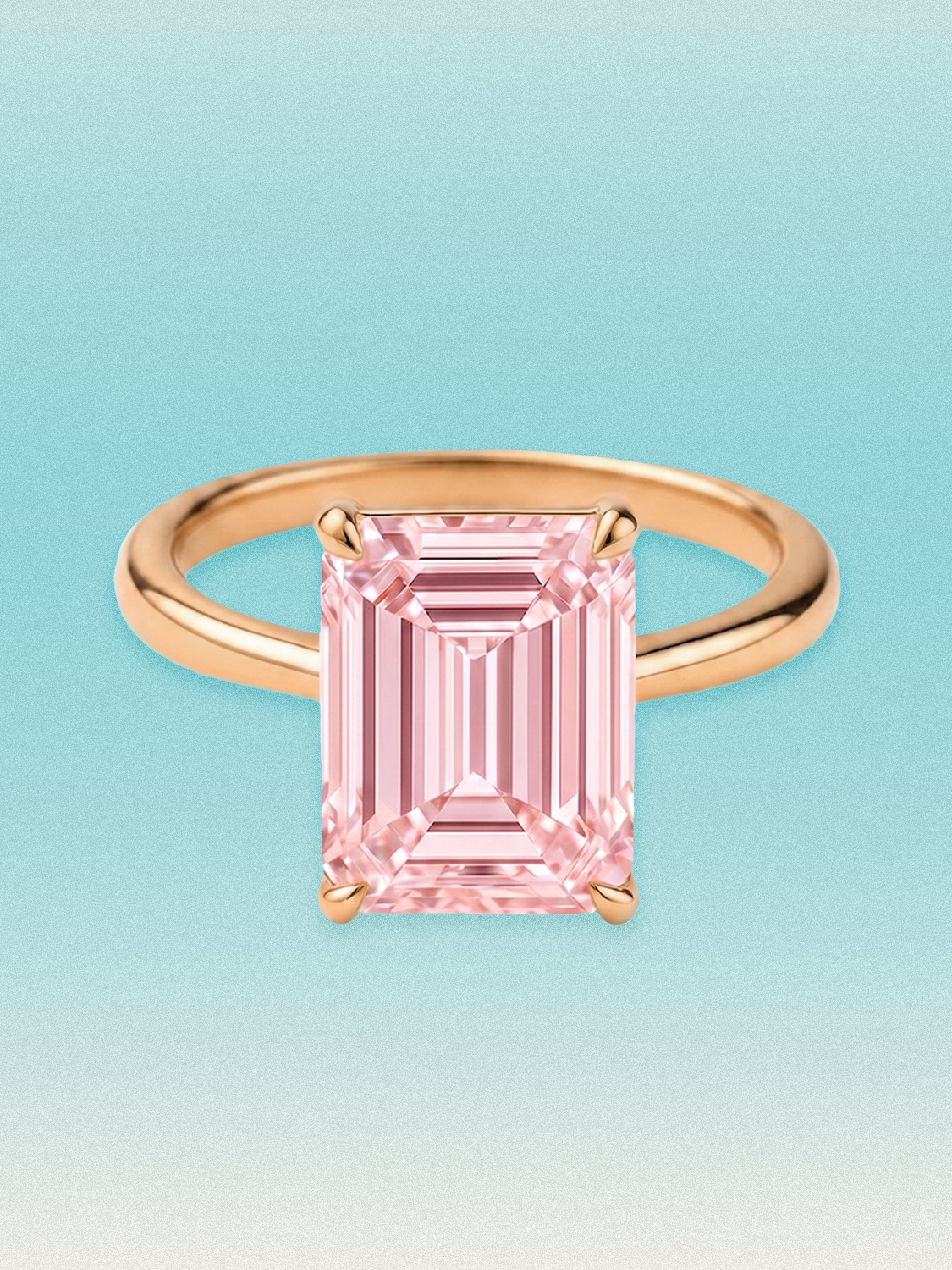 Fancy Pink Emerald Cut Solitaire Lab Grown Diamond Engagement Ring