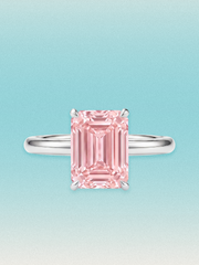 Fancy Pink Emerald Cut Solitaire Lab Grown Diamond Engagement Ring