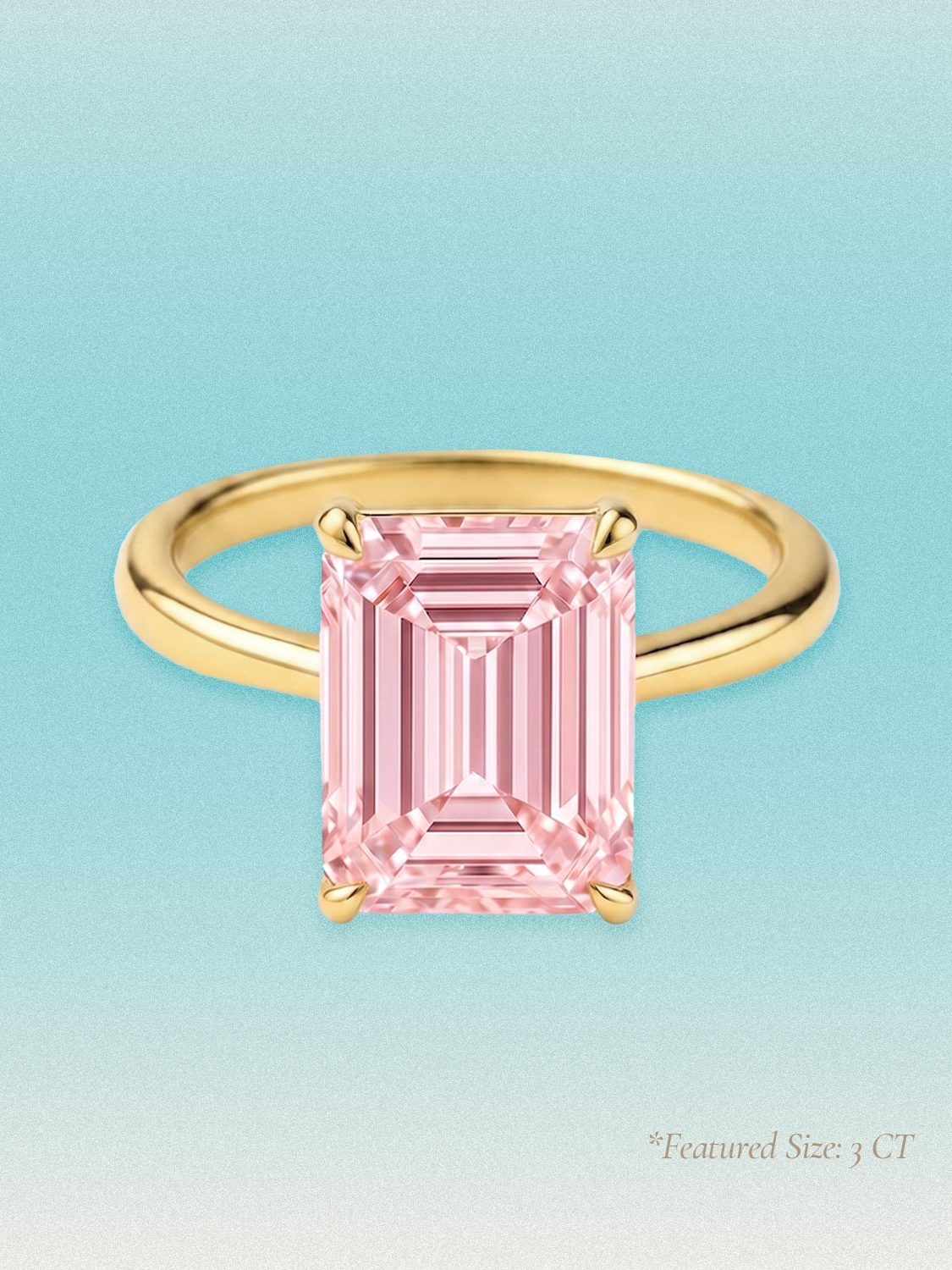 Fancy Pink Emerald Cut Solitaire Lab Grown Diamond Engagement Ring