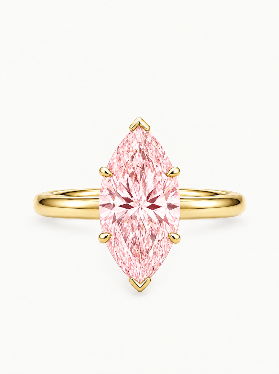 Fancy Pink Marquise Cut Solitaire Lab Grown Diamond Engagement Ring