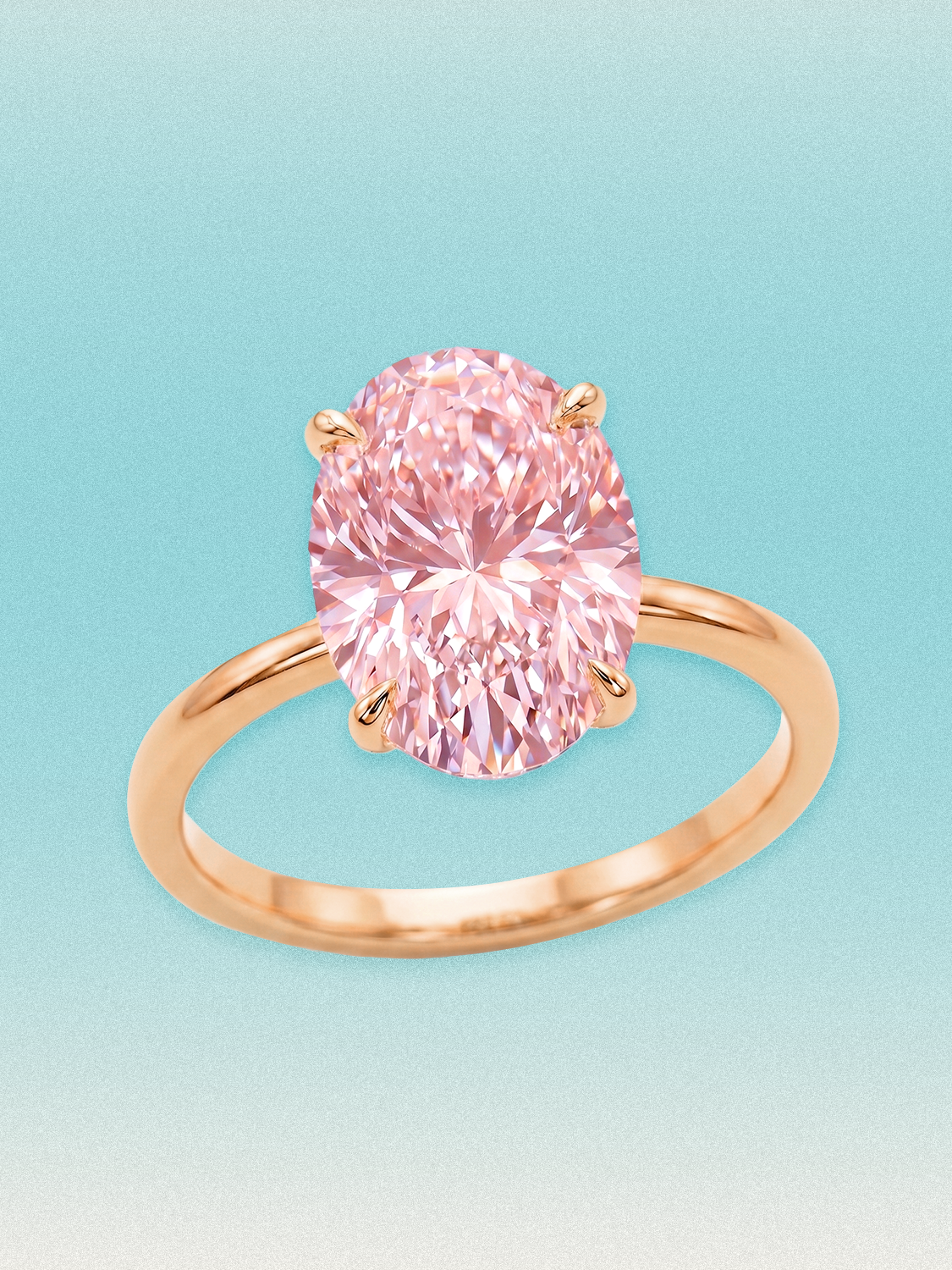 Fancy Pink Oval Cut Solitaire Lab Grown Diamond Engagement Ring