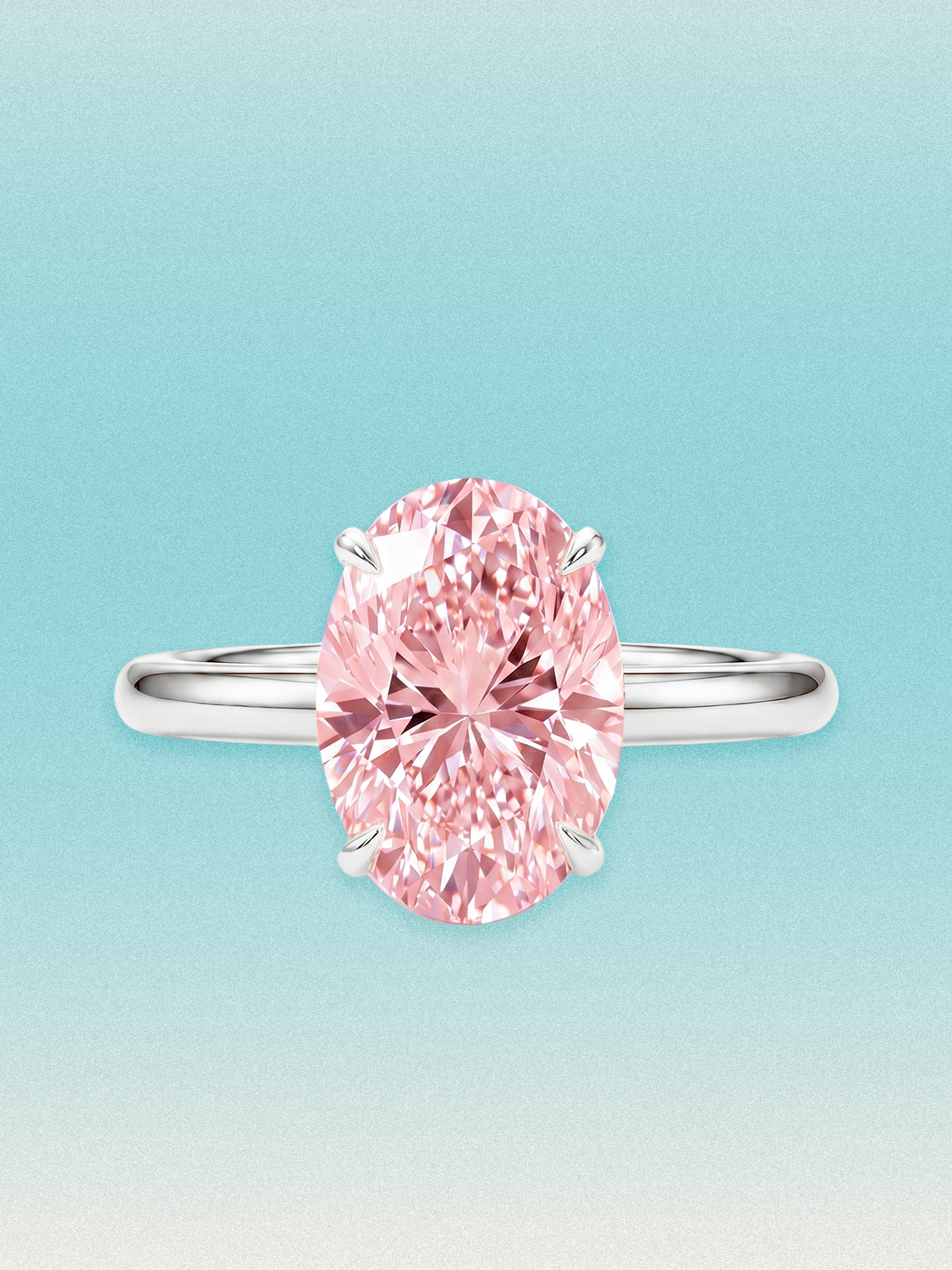 Fancy Pink Oval Cut Solitaire Lab Grown Diamond Engagement Ring