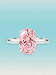Fancy Pink Oval Cut Solitaire Lab Grown Diamond Engagement Ring