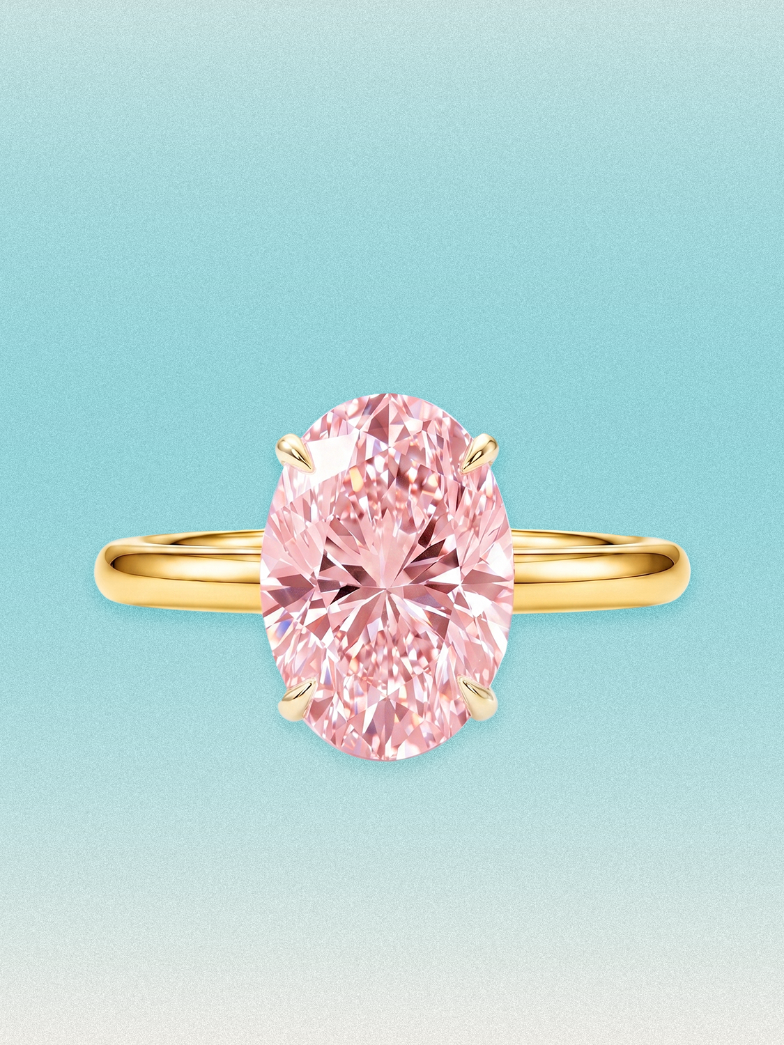 Fancy Pink Oval Cut Solitaire Lab Grown Diamond Engagement Ring