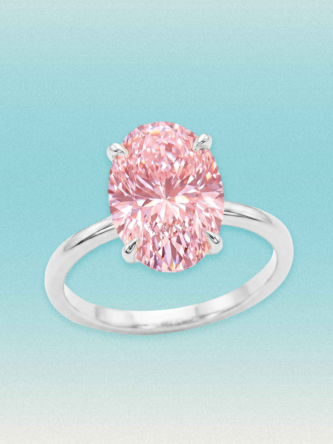 Fancy Pink Oval Cut Solitaire Lab Grown Diamond Engagement Ring