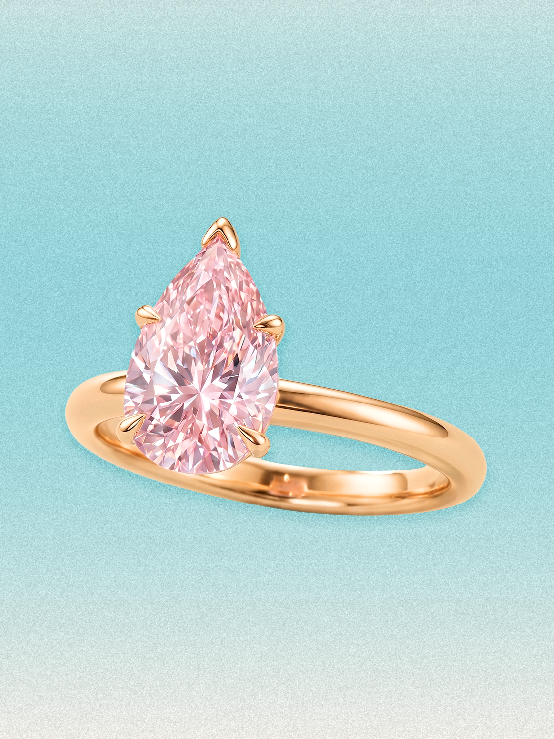 Fancy Pink Pear Cut Solitaire Lab Grown Diamond Engagement Ring