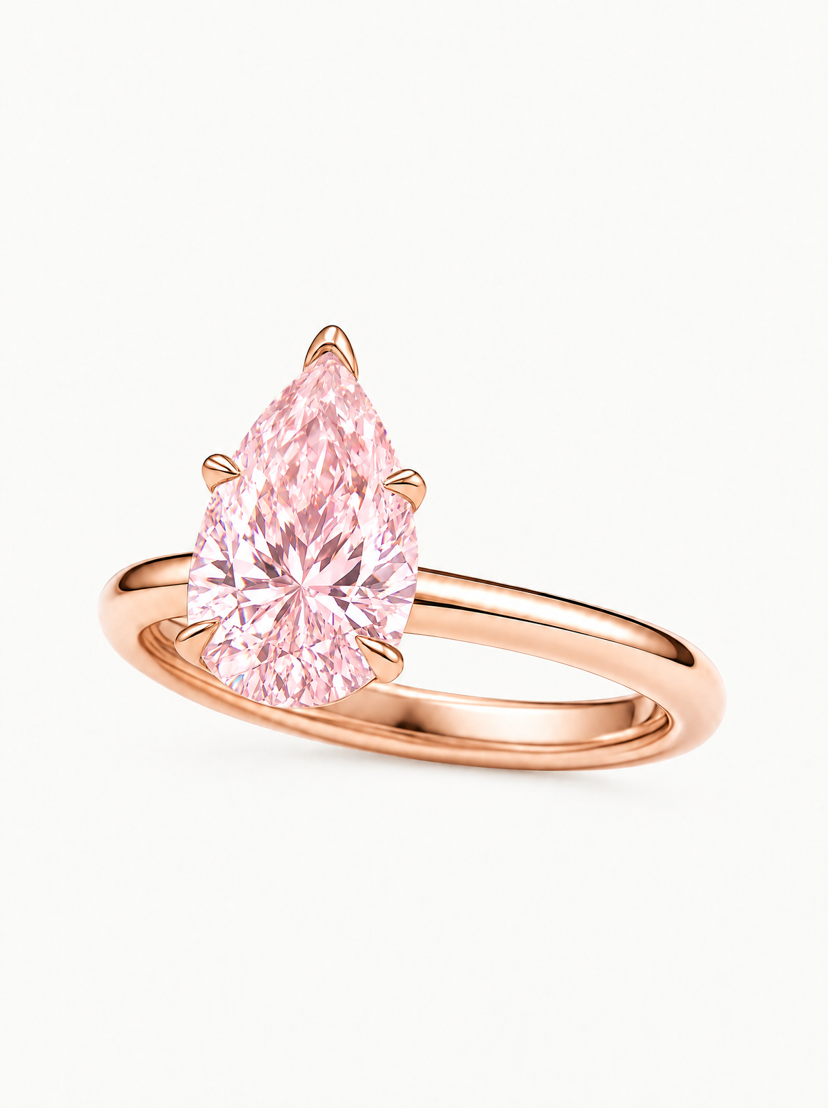 Fancy Pink Pear Cut Solitaire Lab-Grown Diamond Engagement Ring in 14K rose gold — Bow Tie Lab Diamonds