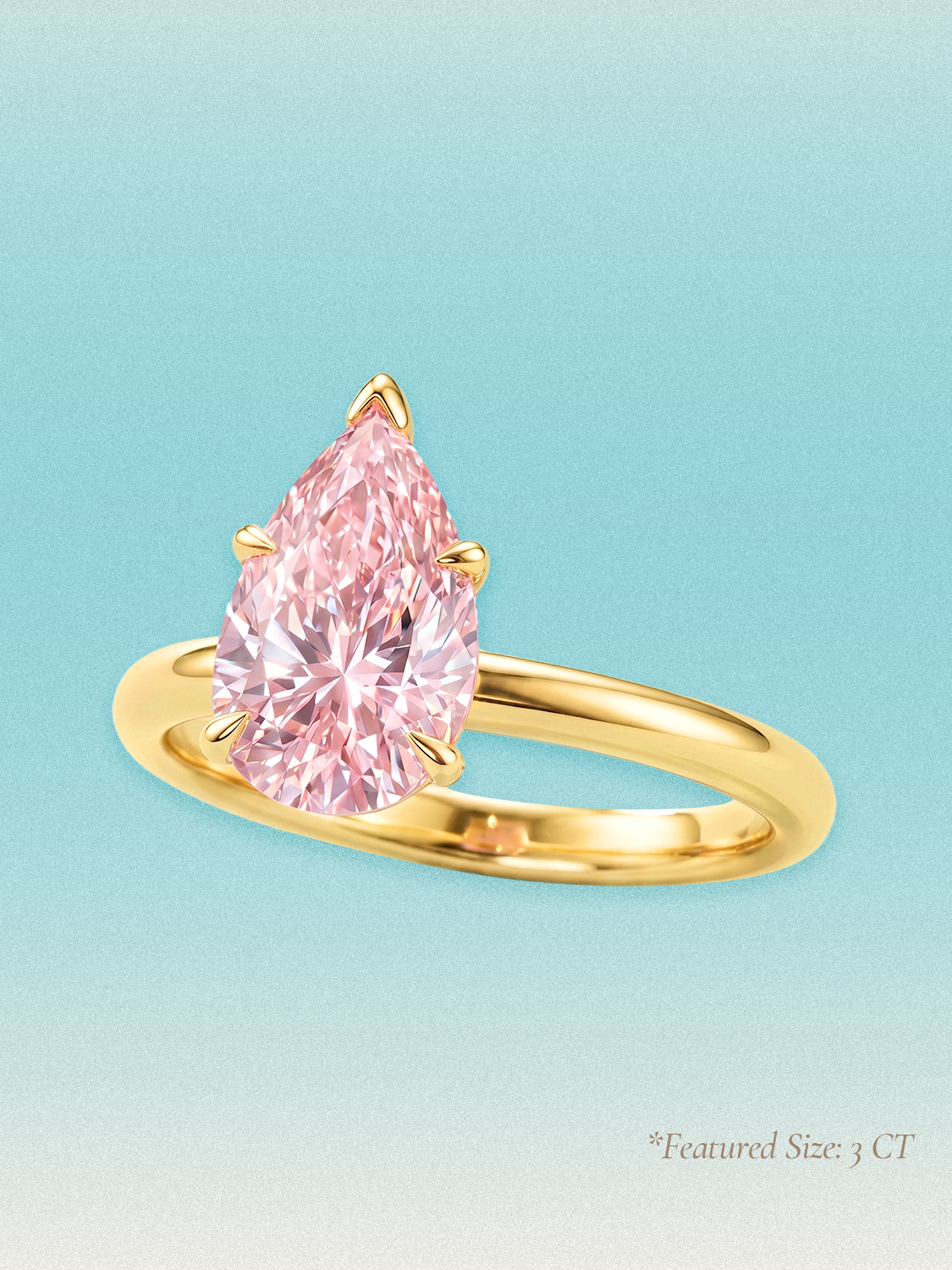 Fancy Pink Pear Cut Solitaire Lab Grown Diamond Engagement Ring