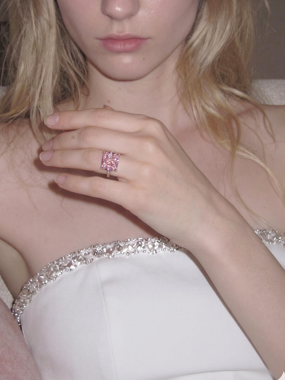 Fancy Pink Princess Cut Solitaire Lab Grown Diamond Engagement Ring