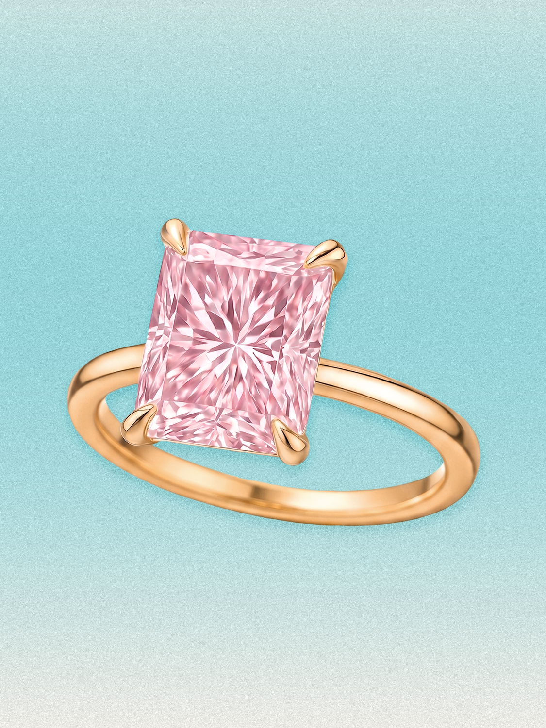 Fancy Pink Radiant Cut Solitaire Lab Grown Diamond Engagement Ring